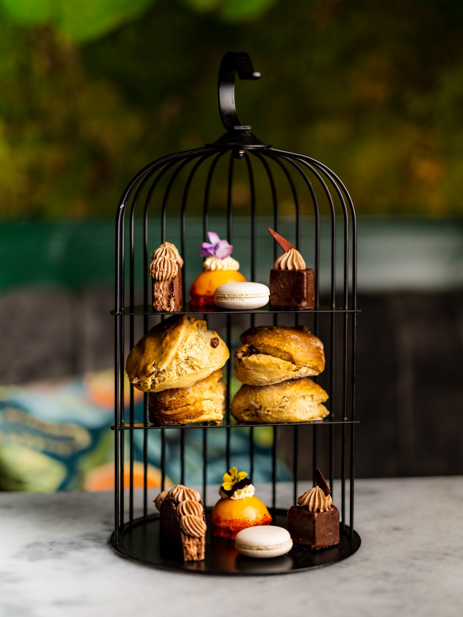 French Affaire afternoon tea birdcage stand