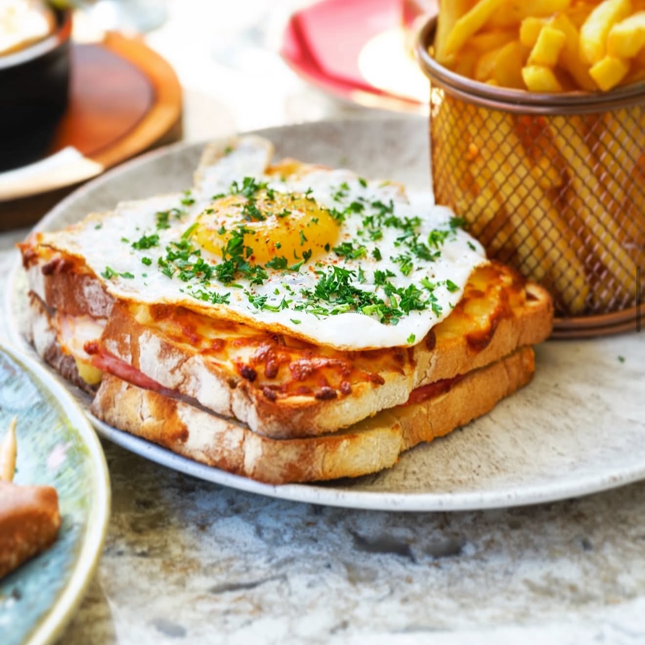 Croque madame brunch dish