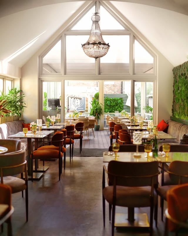 Elegant dining room with chandelier
