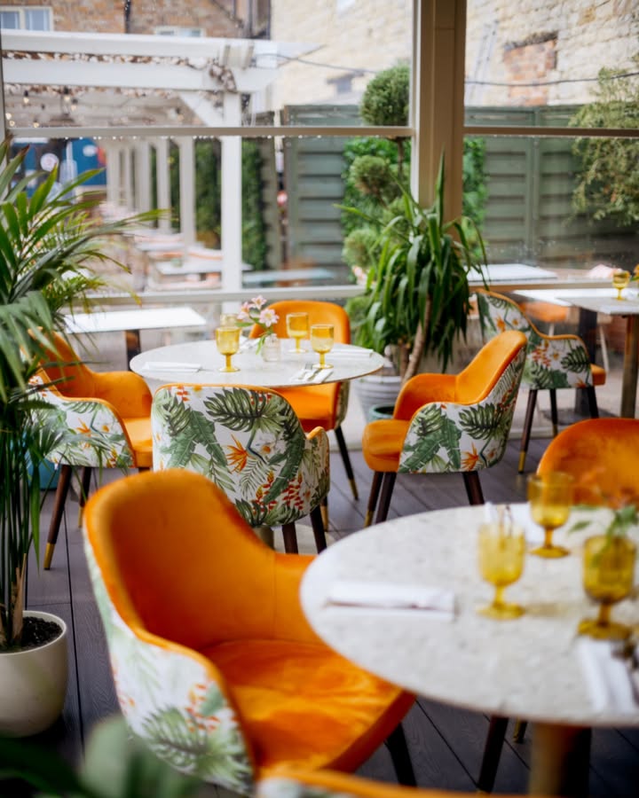 Tropical terrace seating